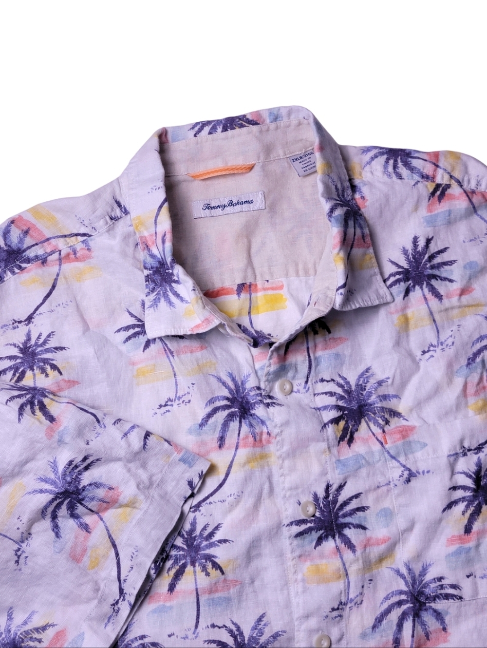 Tommy Bahama 100% Linen Sunset Palm Short Sleeve Button-Down Shirt 2XLB - Picture 6 of 6
